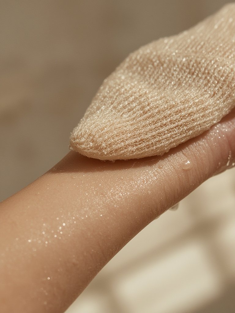 Korean exfoliating mitt - Korean beauty illustration 2