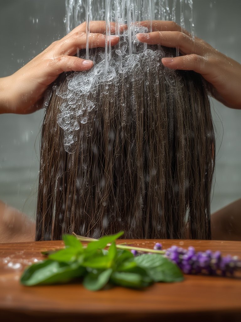 tea shampoo in action