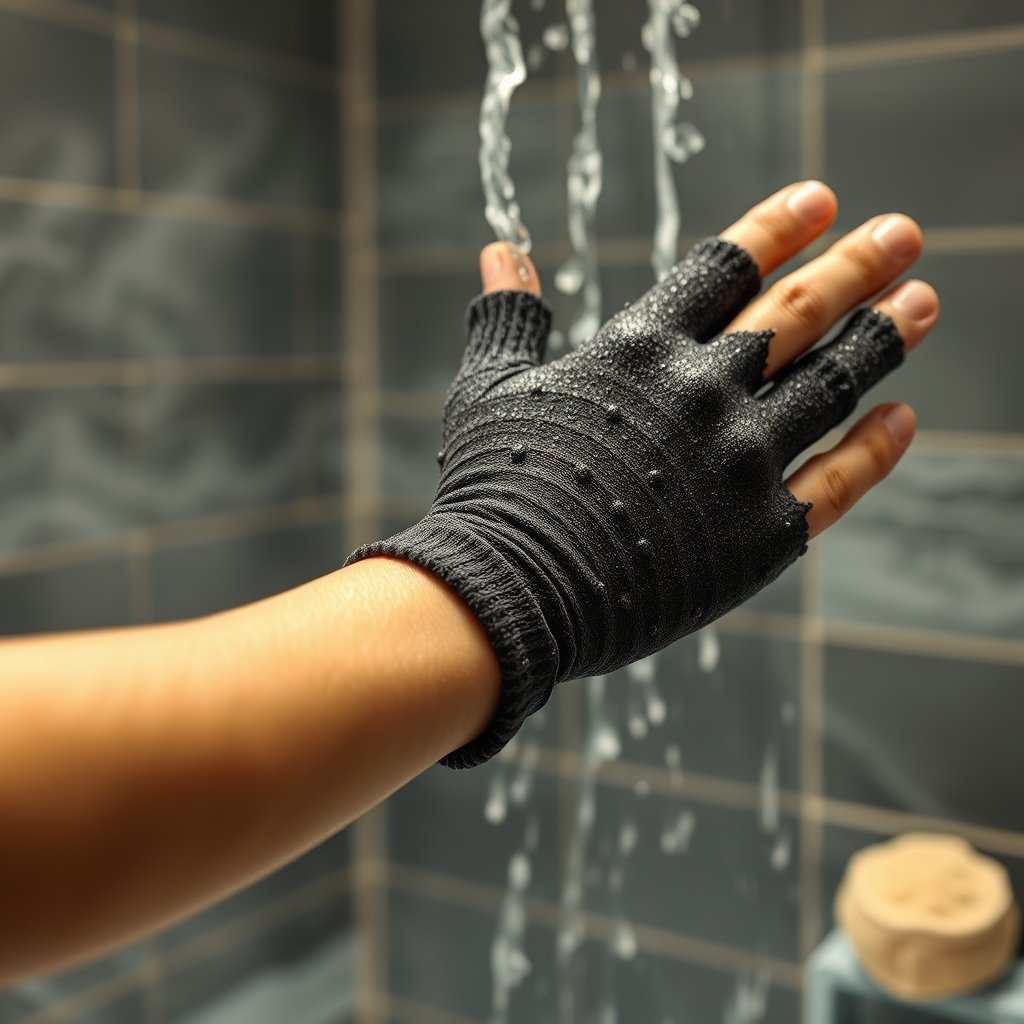 charcoal gloves in action