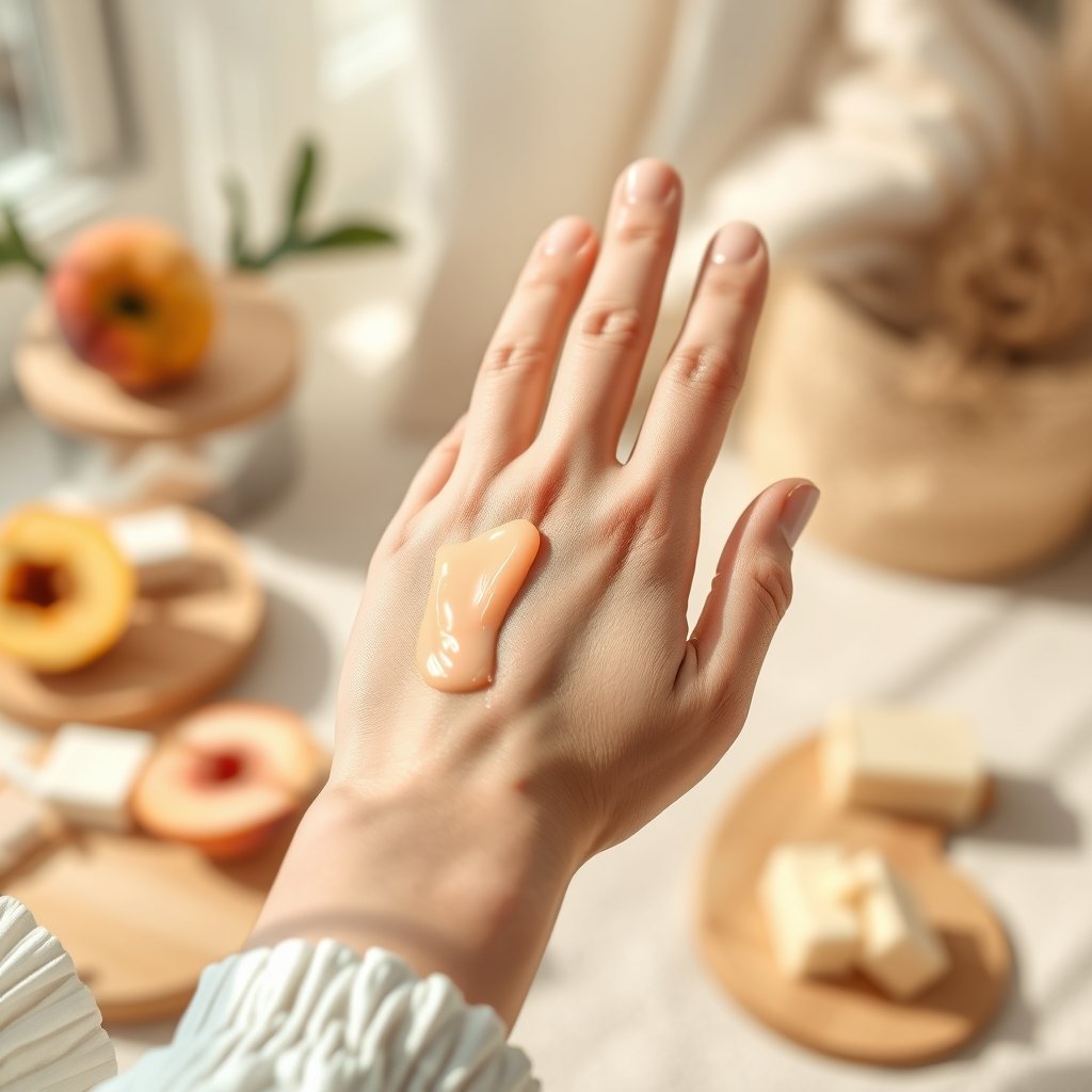 peach cream in action