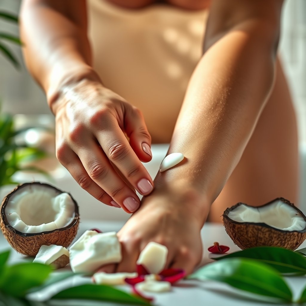 coconut lotion in action